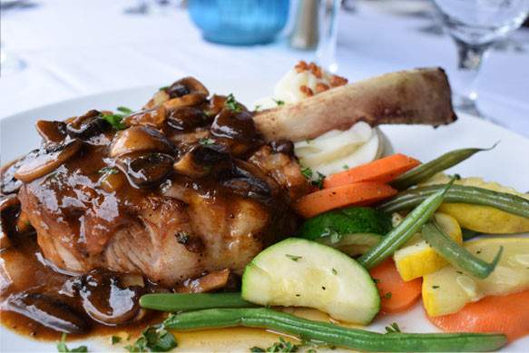 Pork chops with steamed vegetables